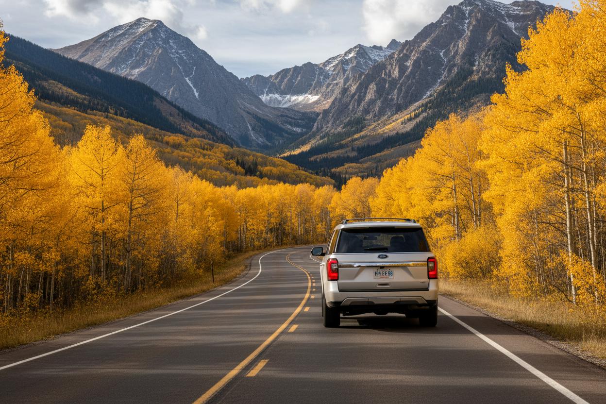 A winding mountain road viewed from a vehicle